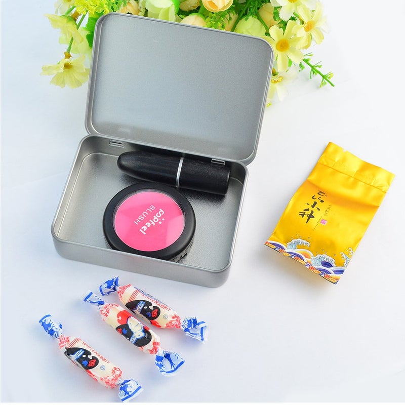 Wobe 12pcs Metal Rectangular Empty Hinged Tins Box Containers 4.5x3.3x0.9 in, Mini Portable Box Small Storage Kit Home Organizer Holders For First Aid Kit, Survival Kits, Storage, Herbs Pills Crafts - Image 5